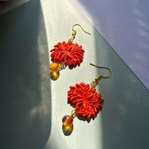 Fall Floral Orange Earrings
